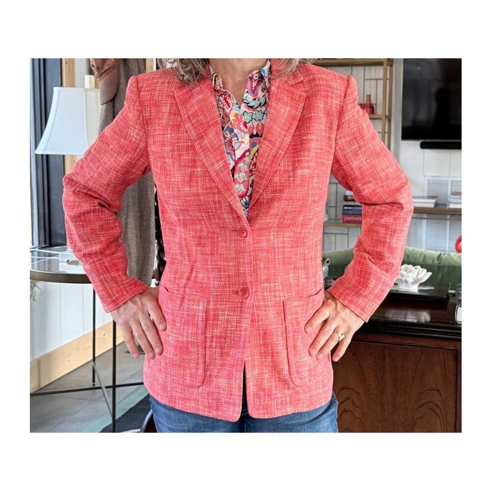 Talbots Petites 2 Pure Silk Pink/Orange Woven Blazer in IMMACULATE Condition